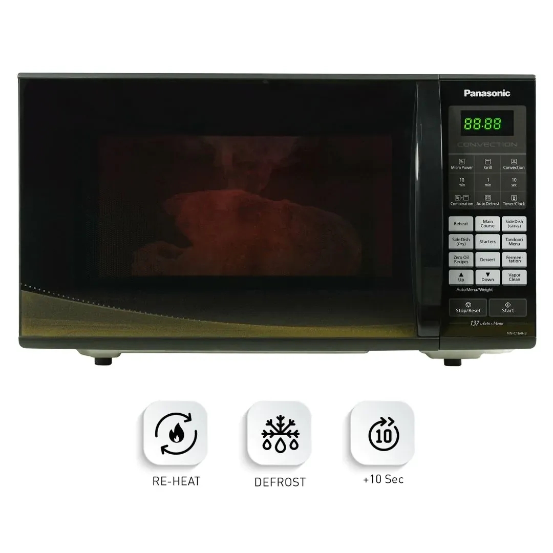 Panasonic 27L Convection Microwave Oven (NN-CT64HBFDG, Black Mirror + Golden, Zero Oil, 137 Auto Cook Menus) 5