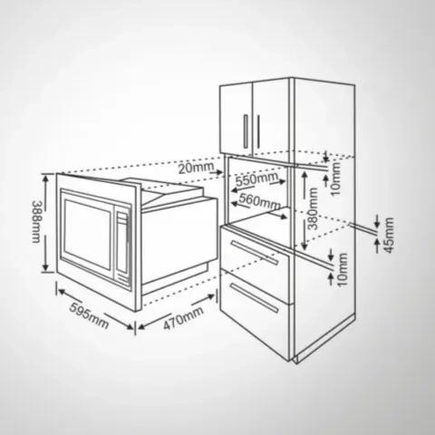 KAFF Appliances KB7A- Built in Microwave capacity 32 litre 4