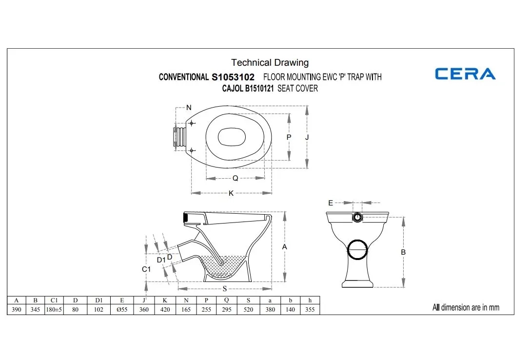 Cera Conventional P Trap - S1053102 3