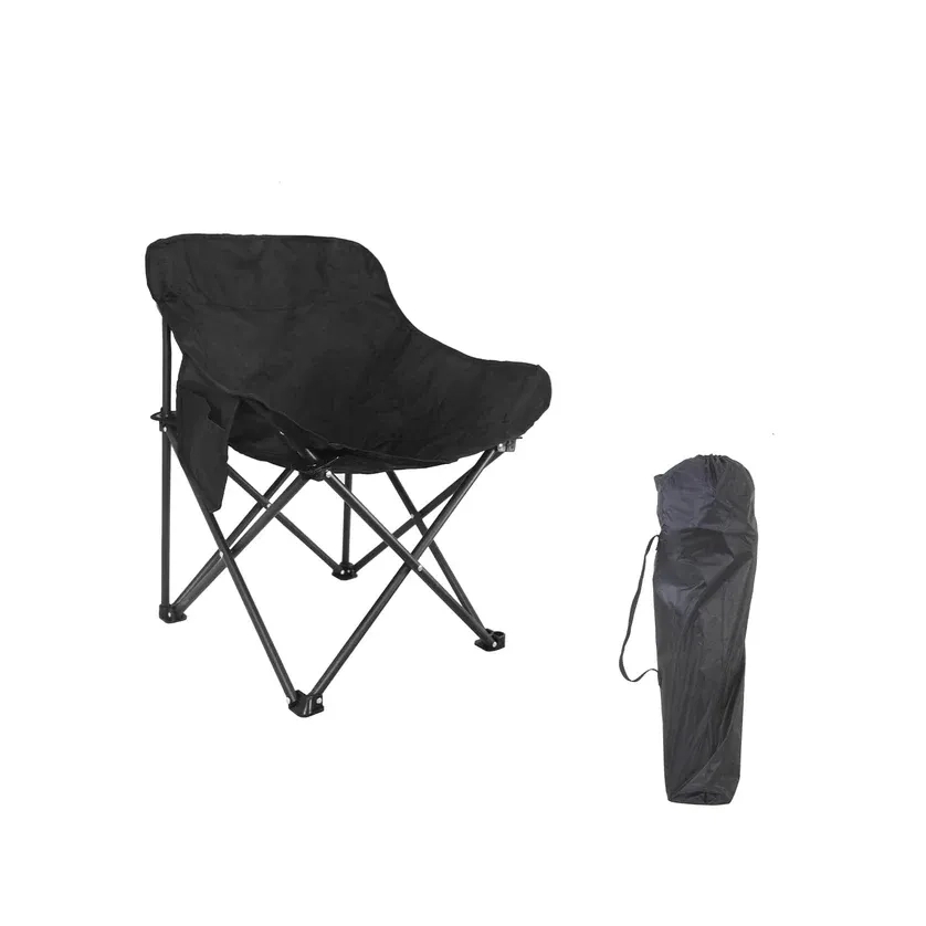 Corvids Foldable Camping Chair with Oxford Fabric | Comfortable & Lightweight Chair for Hiking, Picnic, Garden & Outdoor Use (Black, Medium)