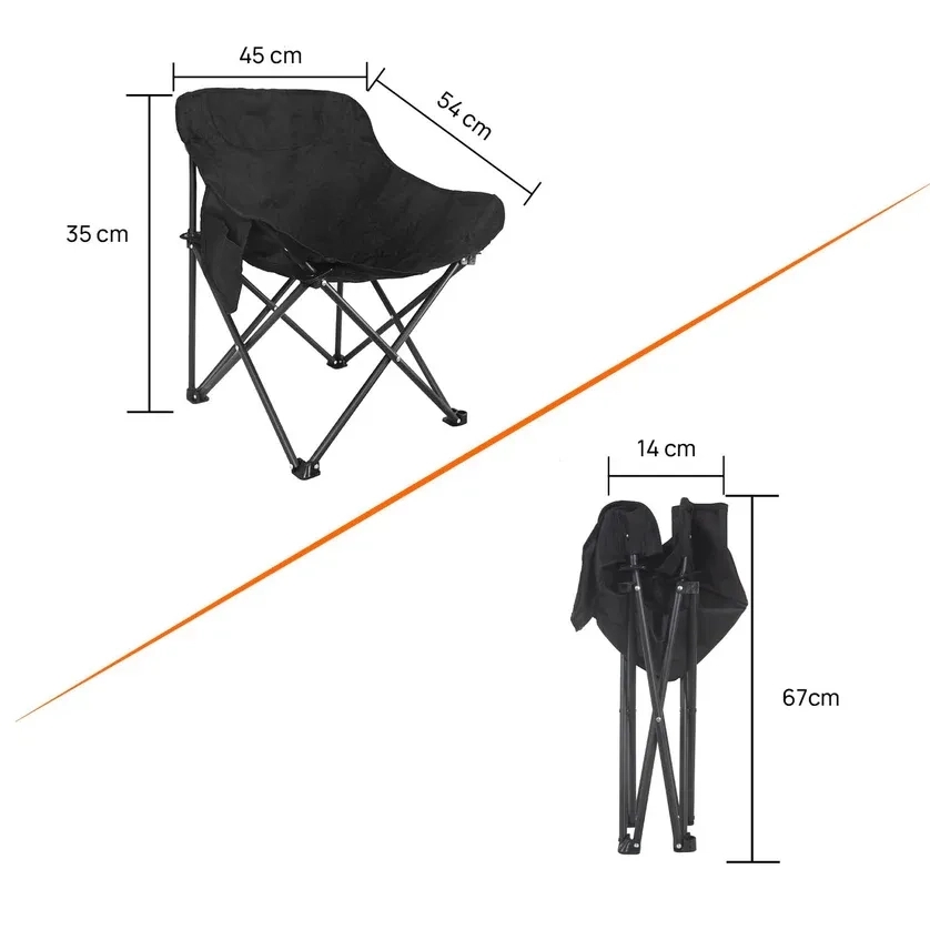 Corvids Foldable Camping Chair with Oxford Fabric | Comfortable & Lightweight Chair for Hiking, Picnic, Garden & Outdoor Use (Black, Medium) 3