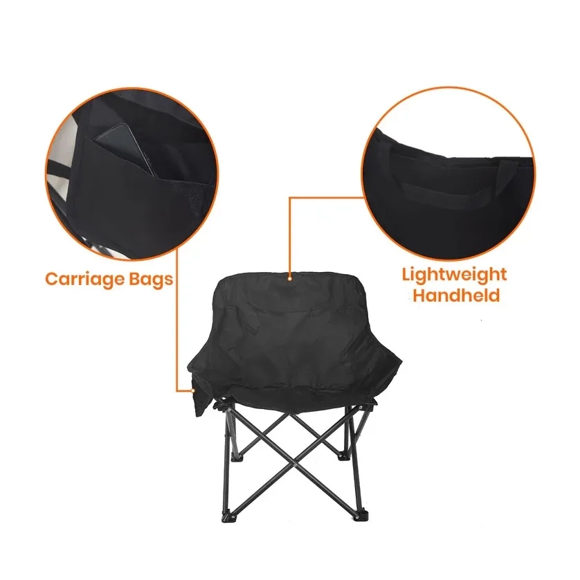 Corvids Foldable Camping Chair with Oxford Fabric | Comfortable & Lightweight Chair for Hiking, Picnic, Garden & Outdoor Use (Black, Medium) 1