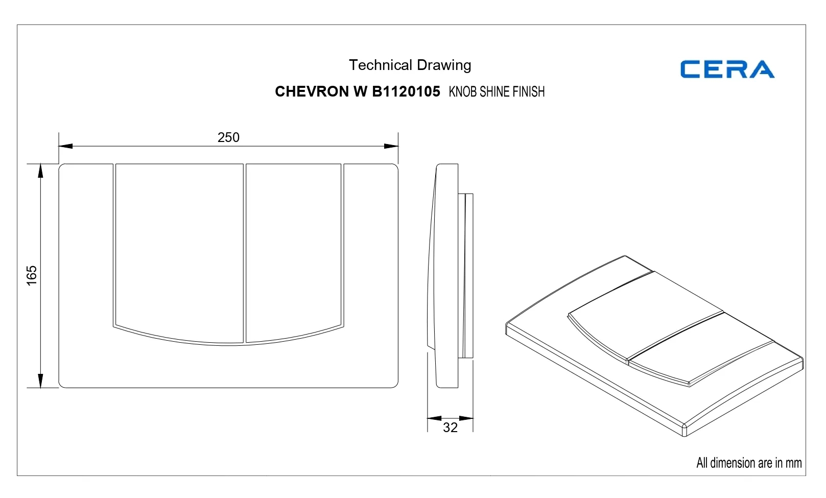 Cera Actuator Knob For Chevron Cistern - B1120105 1