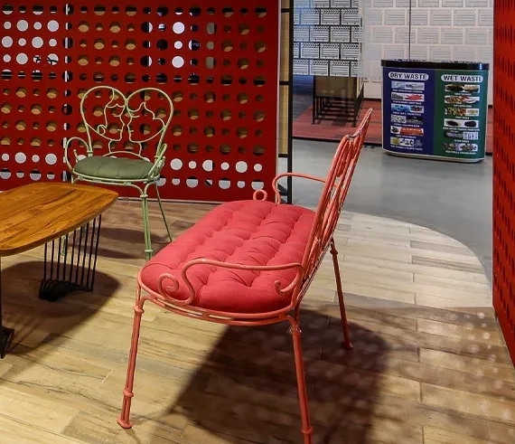 Alankaram Nofoa Two Seater Metal Sofa, Upholstered Seat - 1350 x 515 x 915