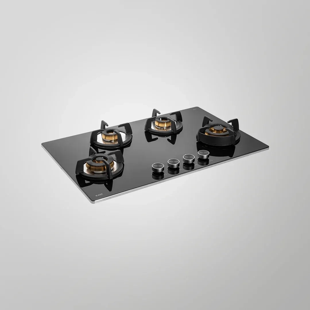 Kaff BLH-F 804 / BLH-F 804X BLK- 4 Full Brass High Efficiency Burners Built-In Hob, Heavy Duty Cast Iron Pan Support