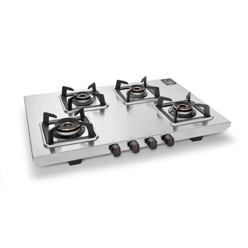 Glen 4 Burner Ultra Tuff Stainless Steel Gas Stove with Multi Ring Forged Brass Burner & Drip trays (CT1054UTDTSS)