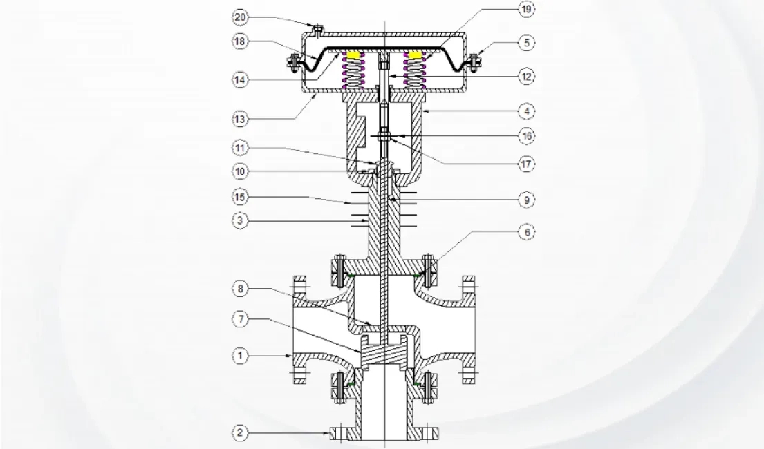 Valson 2-Way / 3-Way Diaphragm Operated Control Valve Flange Ends by Valson : Colours available: CornflowerBlue 1 1