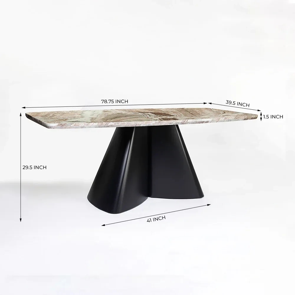LivingShapes Chrome Marble 8 Seater Dining Table with Iron - Black / Toranto by Living Shapes : Colours available: Black, Brown 4 4