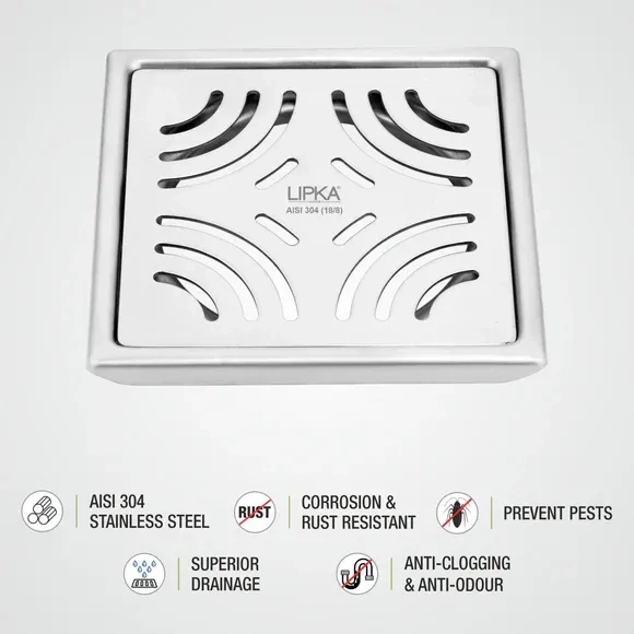 Lipka Purple Exclusive Square Floor Drain (5 x 5 Inches) 2