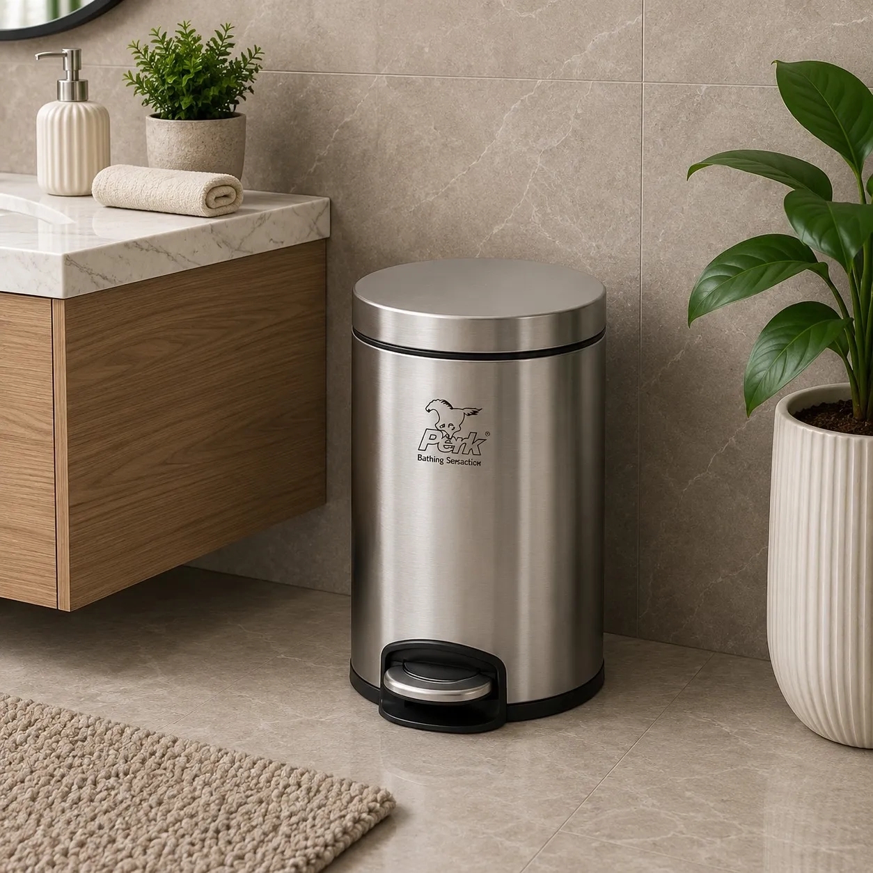 Perk Serene Dustbin 12 Litre - Matt Steel