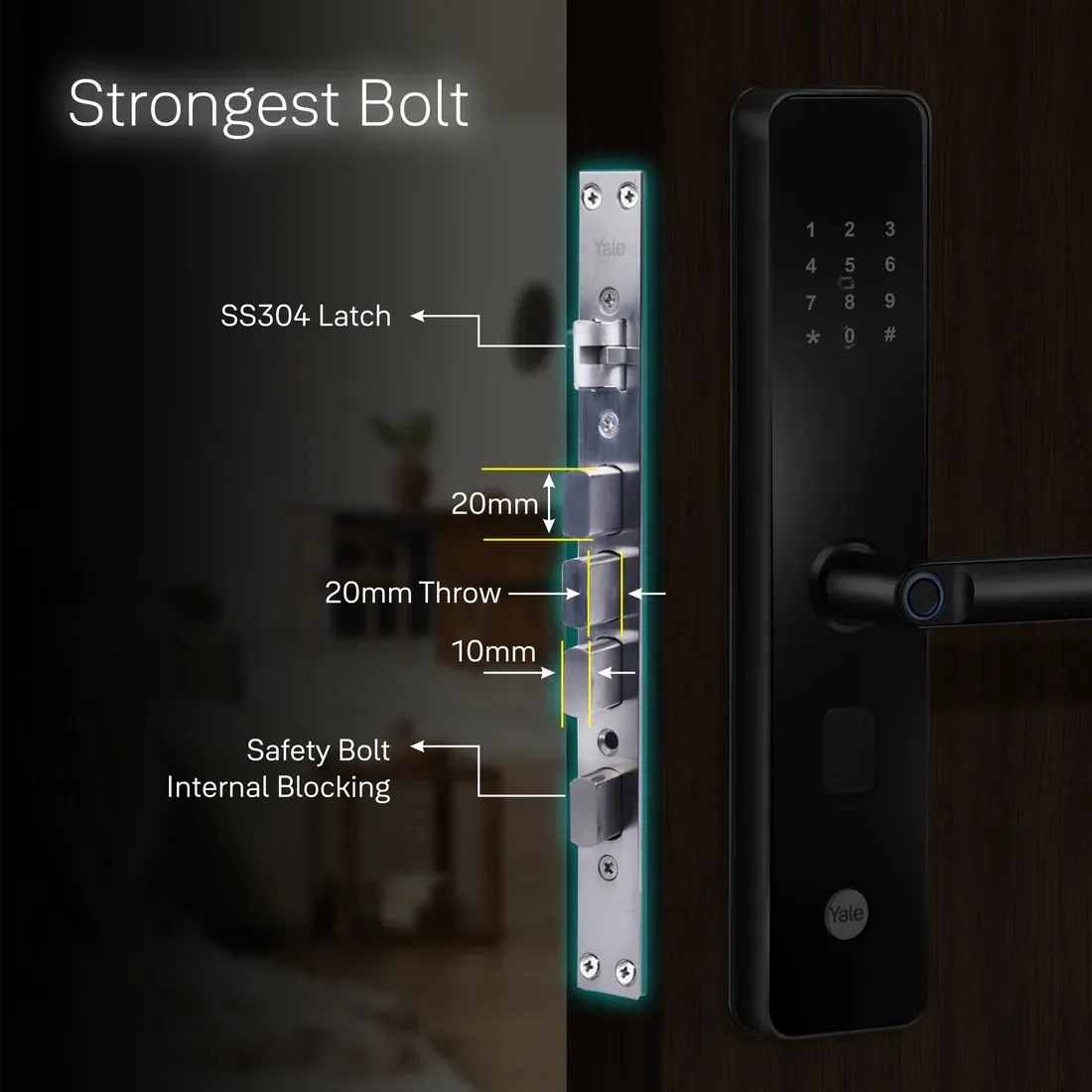 YDME100NxT Smart Door Lock - Black by Yale : Colours available: Black 8 4
