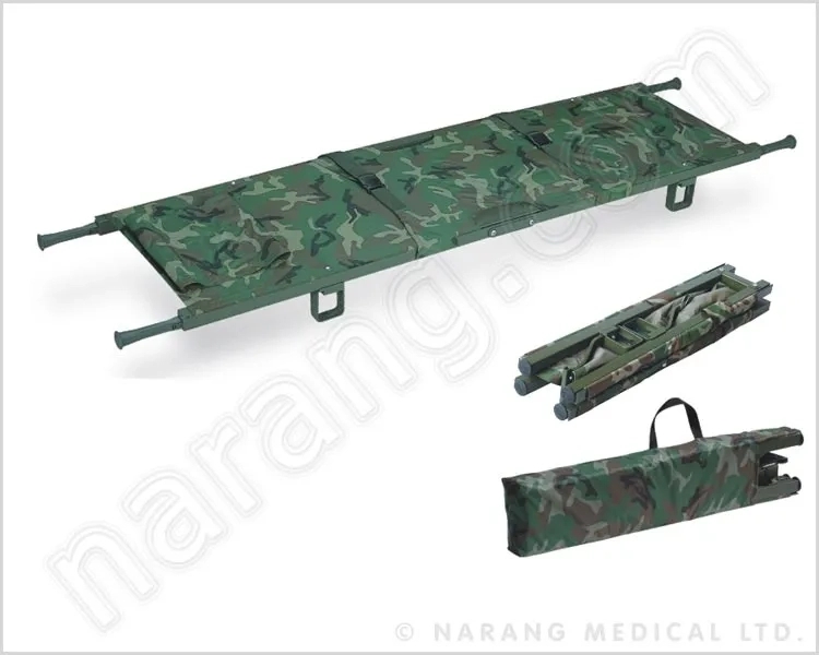 Narang Medical HF5098 : Stretcher Army Double Fold With Telescopic Lifting Handles by Narang Medical Limited : Colours available: Green