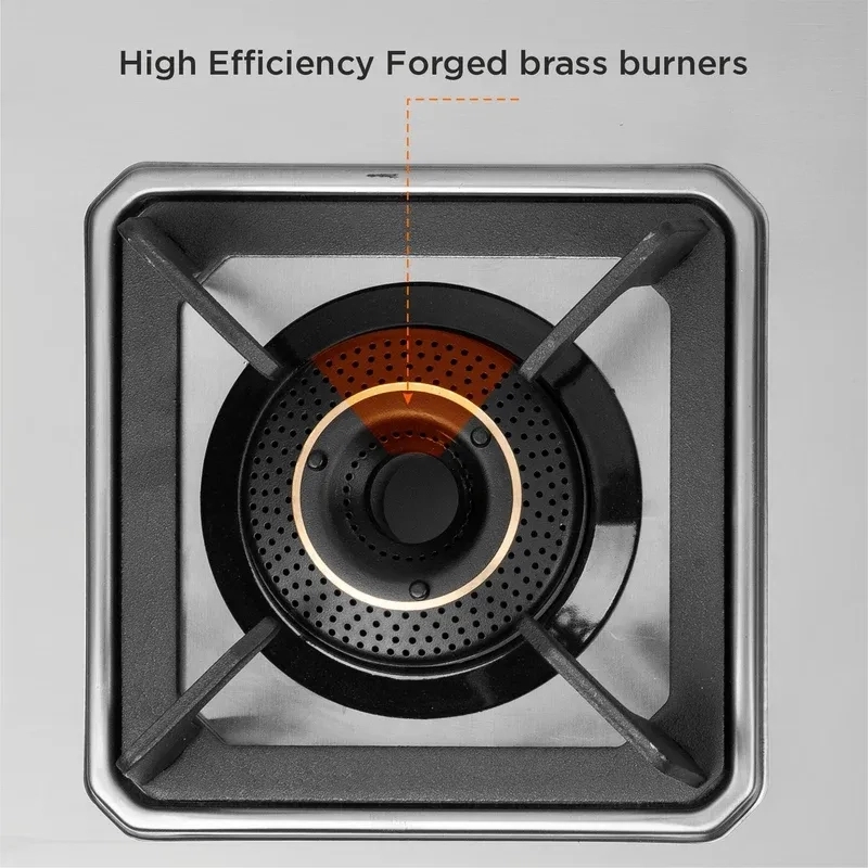 Glen 4 Burner Stainless Steel LPG Gas Stove|10 Years warranty on Burners and Gas Valve|1 Jumbo Forged Brass Burner|Ultra Tough Body|Manual Ignition|360° Revolving Brass Nozzle|1054UTTNDTSS 7