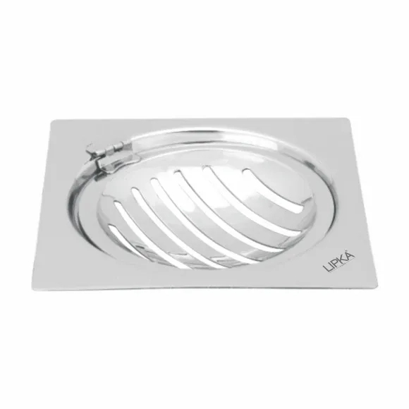 Lipka Eon Square Flat Cut Floor Drain with Classic Jali and Hinge (5 x 5 Inches)