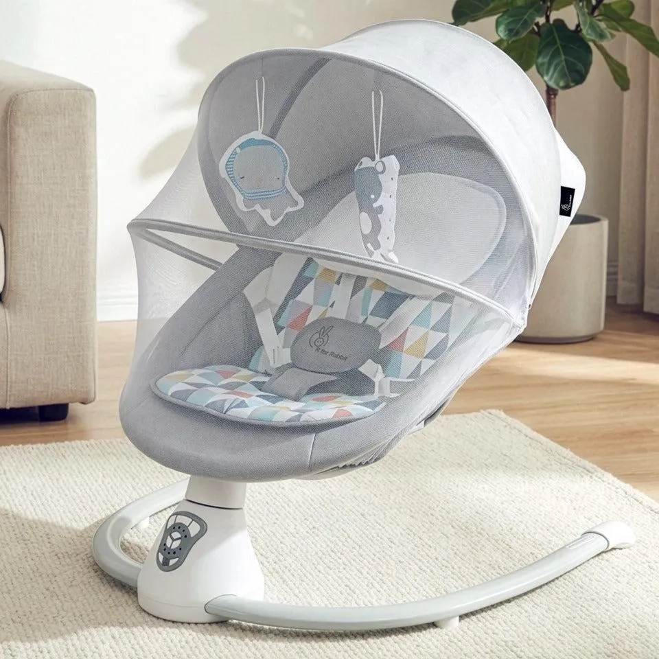 R for Rabbit Cocoon The Smart Auto Baby Swing - Grey Multi