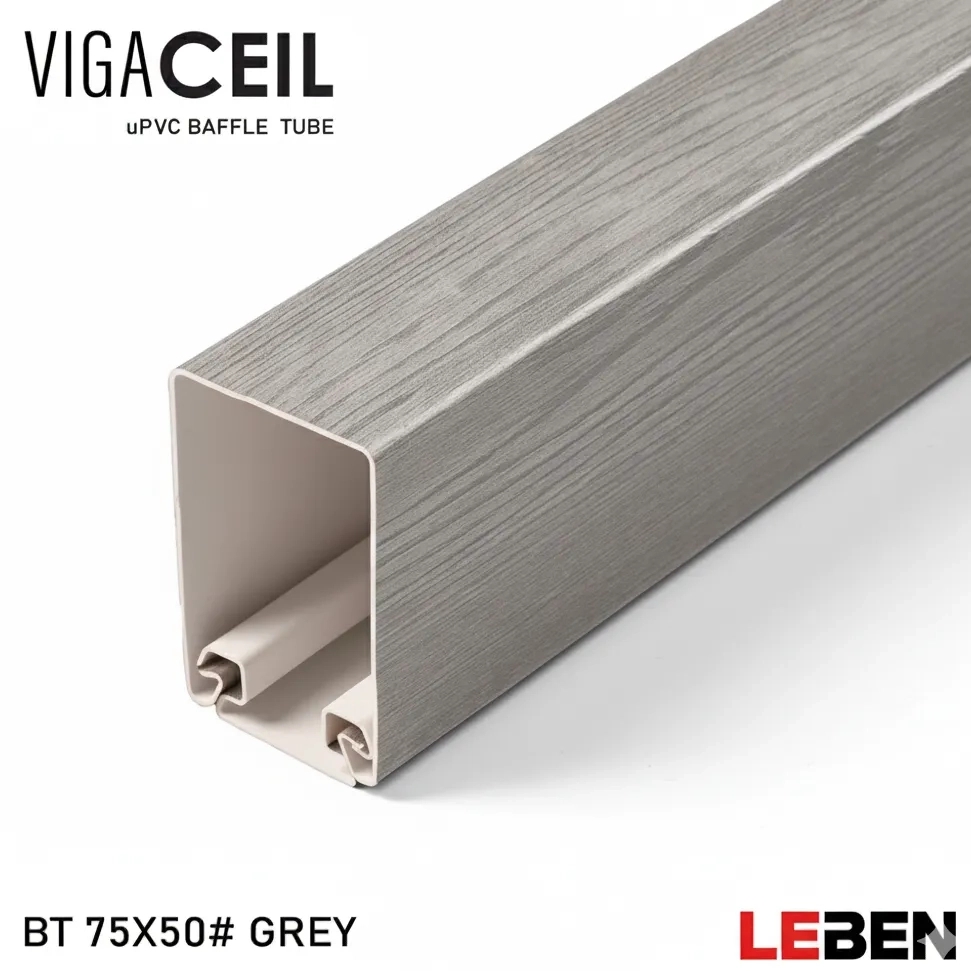 Leben VigaCEIL-uPVC-Baffle Tube-Grey -Tube+Track by Leben for Walls, Interior : Colours available: Gray