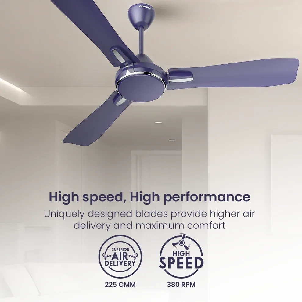 Crompton Premion Festo| Ceiling Fan - 55 Watts - Metallic Blue by Crompton : Colours available: MediumPurple 11 4