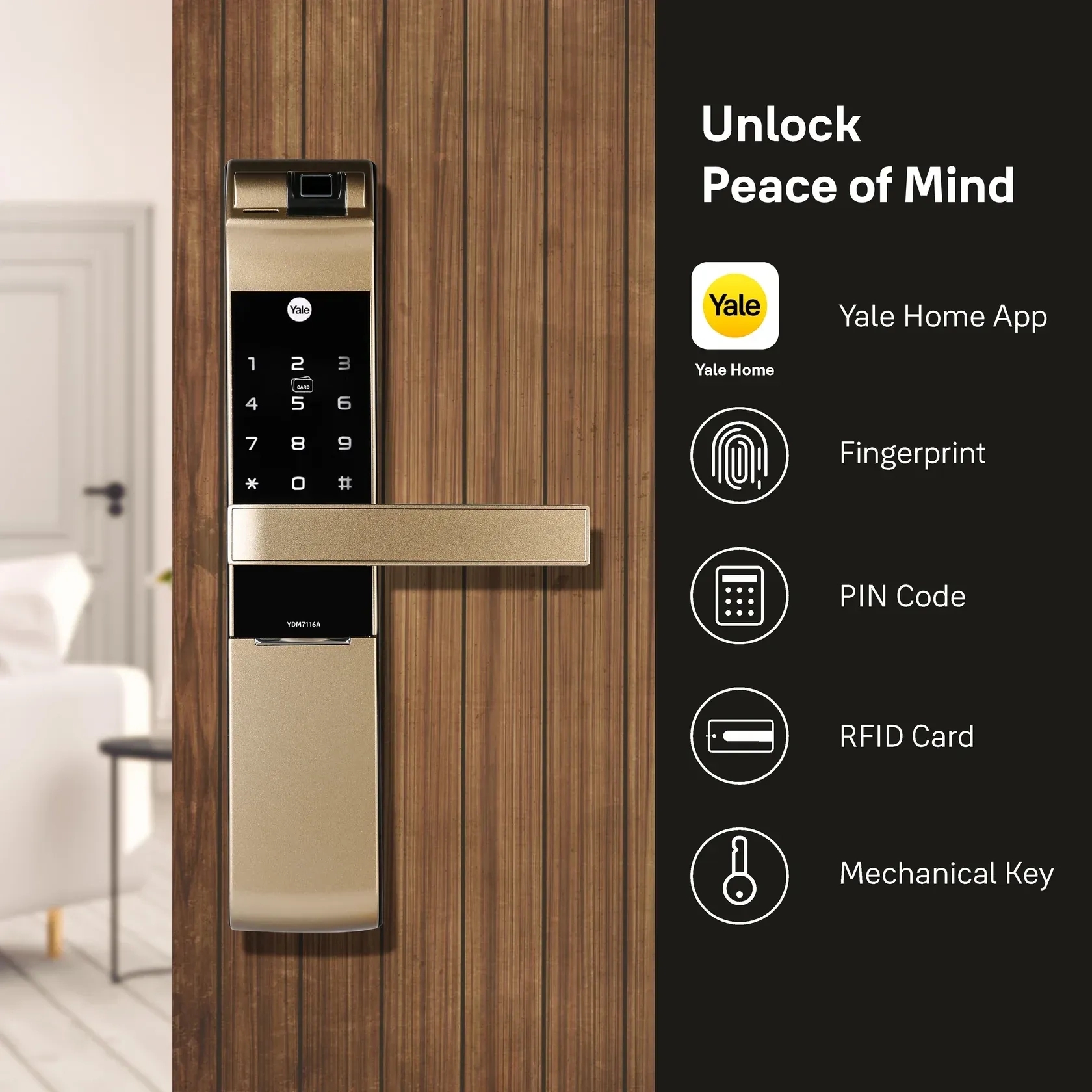 YDM 7116A Smart Lock - Champagne Gold by Yale 5 1