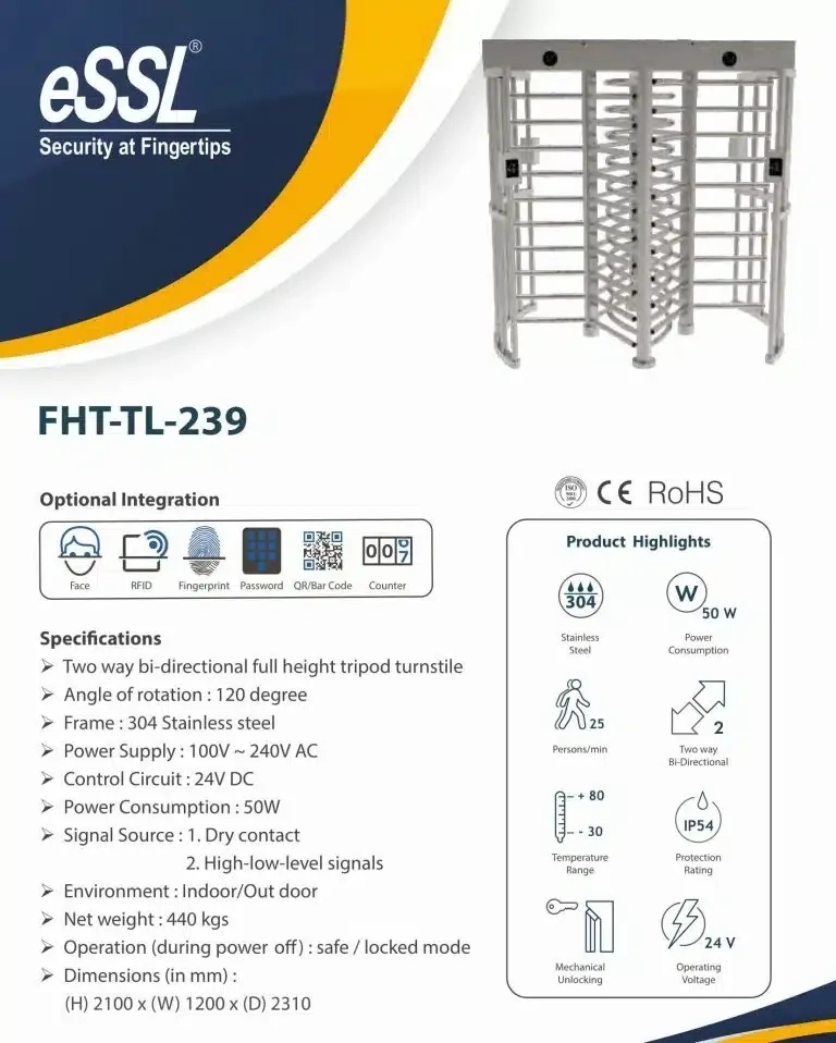 Ampletrails Full Height Turnstile Access Control System by Ampletrails : Colours available: Grey 8 6