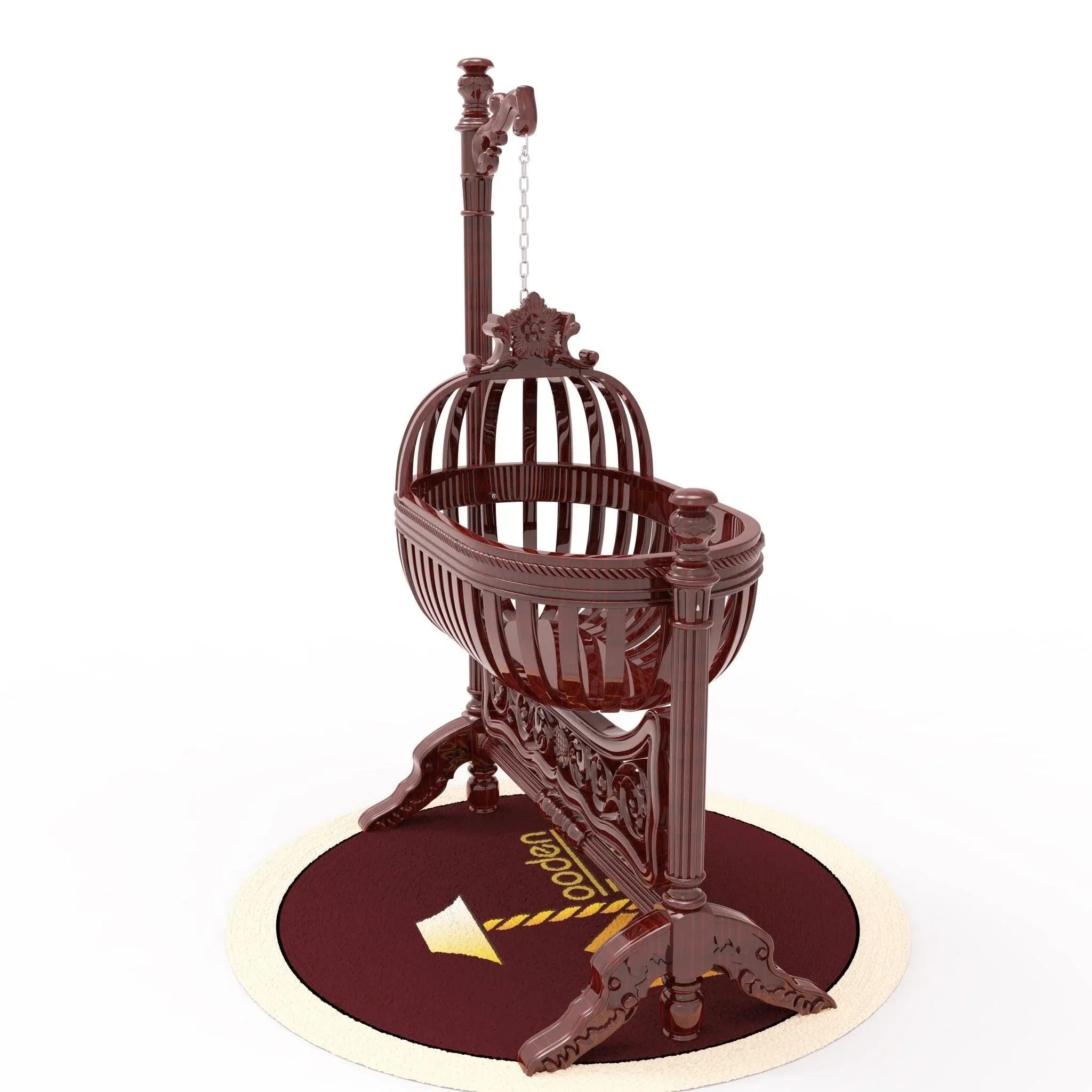 Wooden Twist Royal Teak Wood Baby Cradle (Walnut Finish) 5