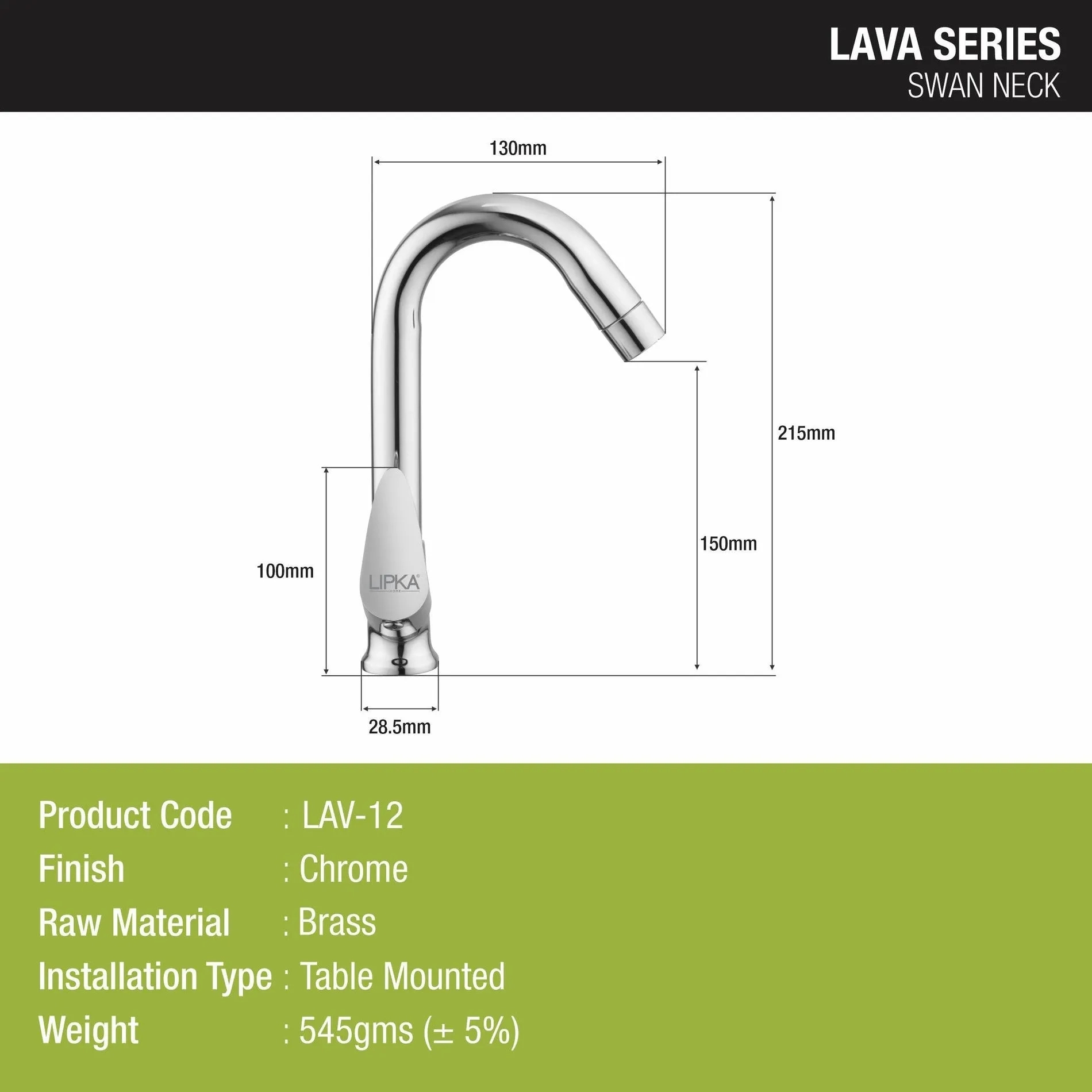 Lipka Lava Swan Neck with Swivel Spout (12 Inches) Brass Faucet 1