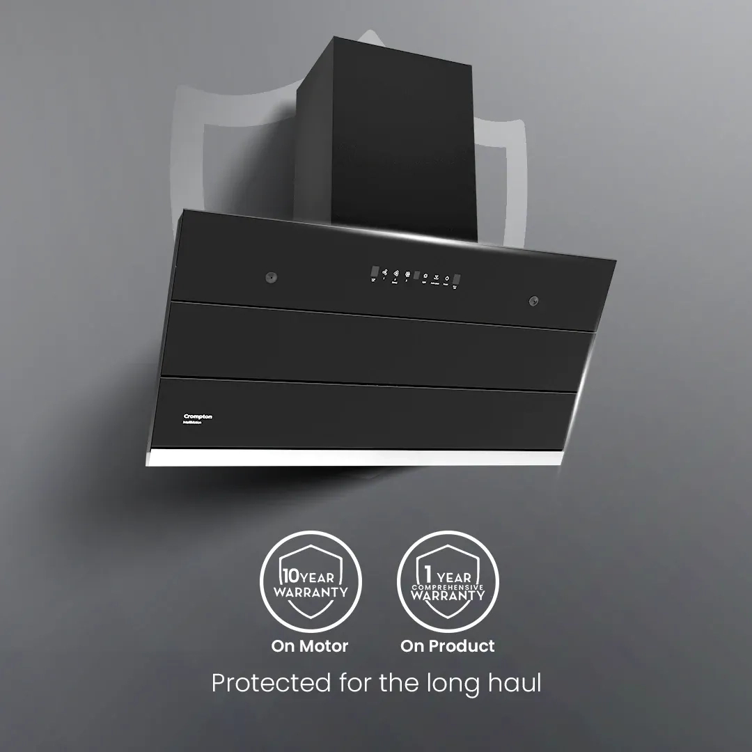 Crompton IntelliMotion Inclined 90cm Filterless Chimney by Crompton : Colours available: Black 1 6