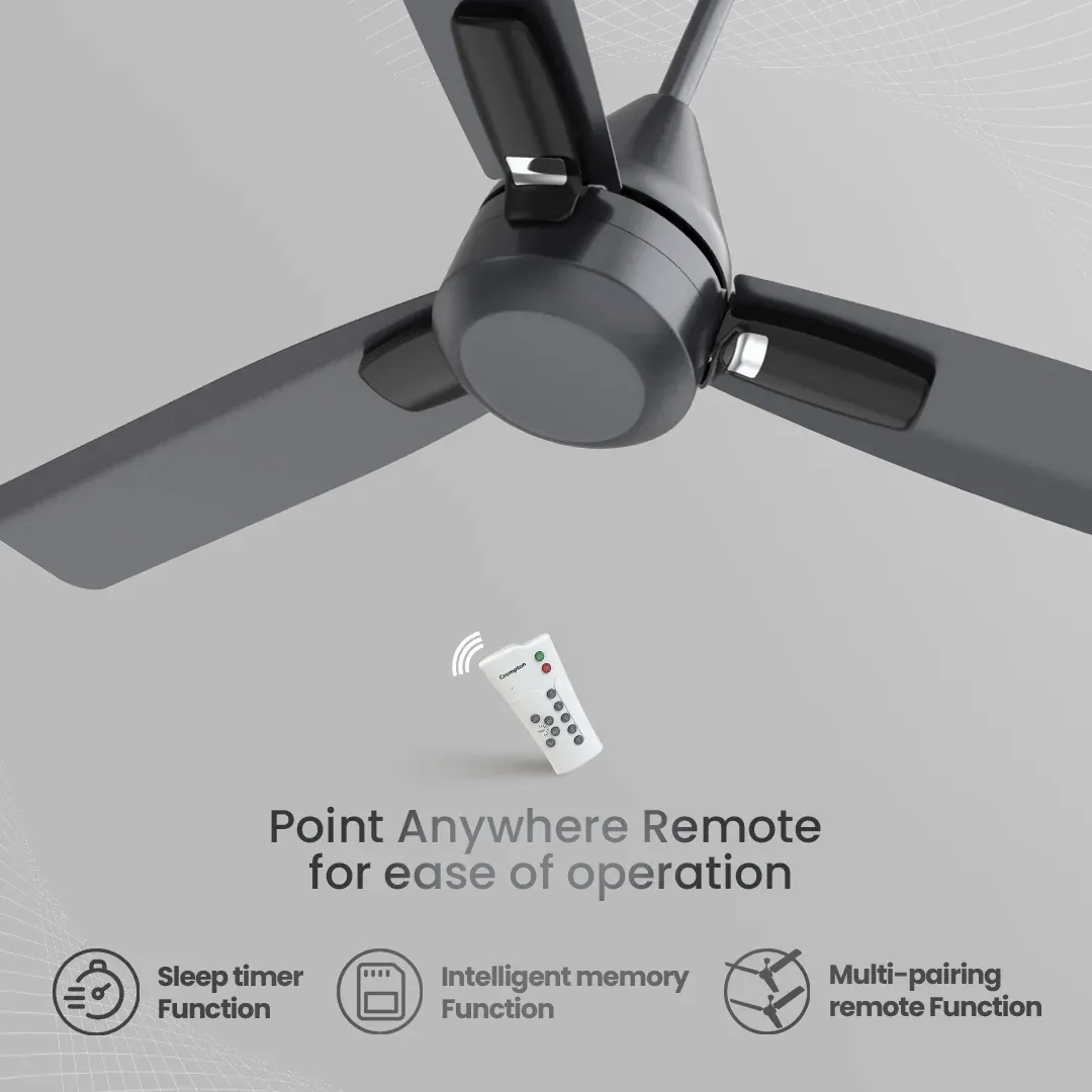 Crompton Energion Cromair Plus BLDC Ceiling Fan - Titanium Effect by Crompton : Colours available: BlackChrome 11 3