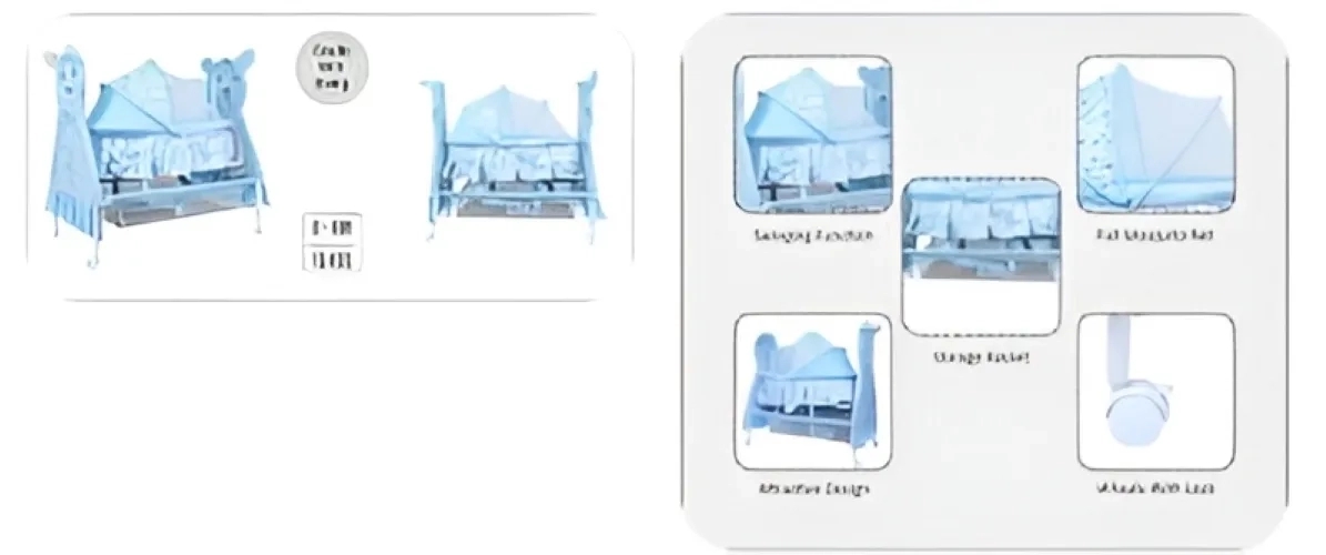 1st Step Cradle With Swing, Mosquito Net And Storage Basket-Blue 3
