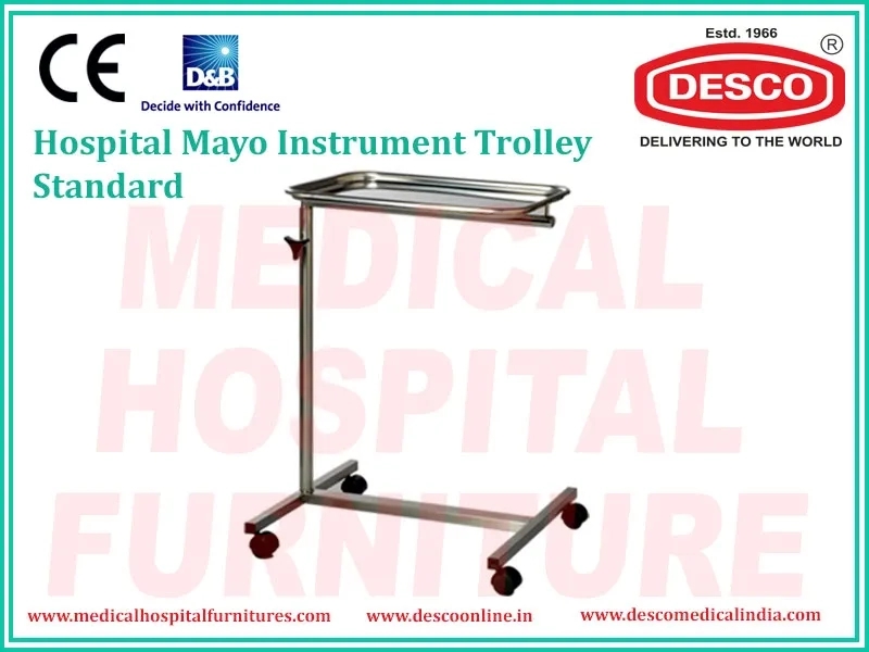 Desco Mayo Instrument Trolley Standard by Desco : Colours available: Silver