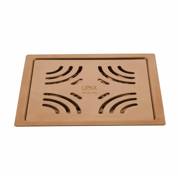 Lipka Purple Exclusive Square Flat Cut Floor Drain in Antique Copper PVD Coating (5 x 5 Inches)