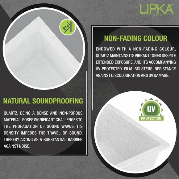 Lipka Crystal White Quartz Double Bowl Kitchen Sink (45 x 20 x 9 Inches) 3