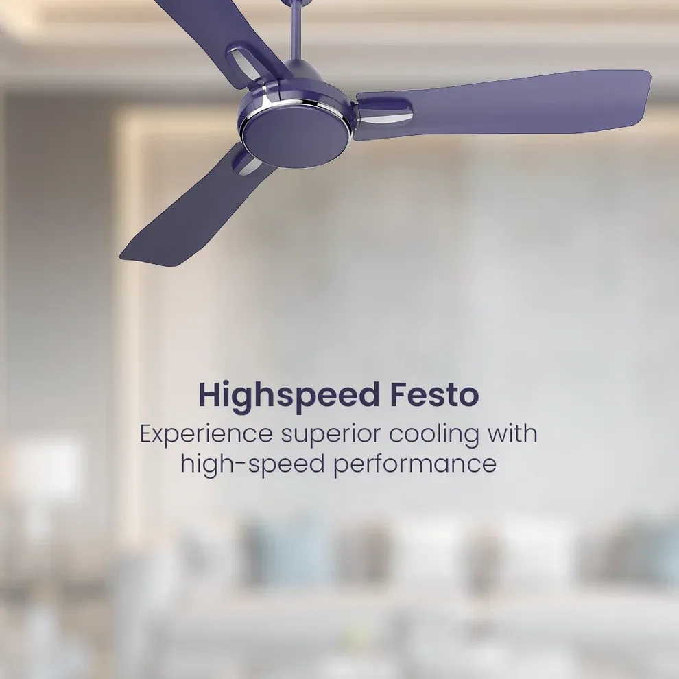 Crompton Premion Festo| Ceiling Fan - 55 Watts - Metallic Blue by Crompton : Colours available: MediumPurple 10 1