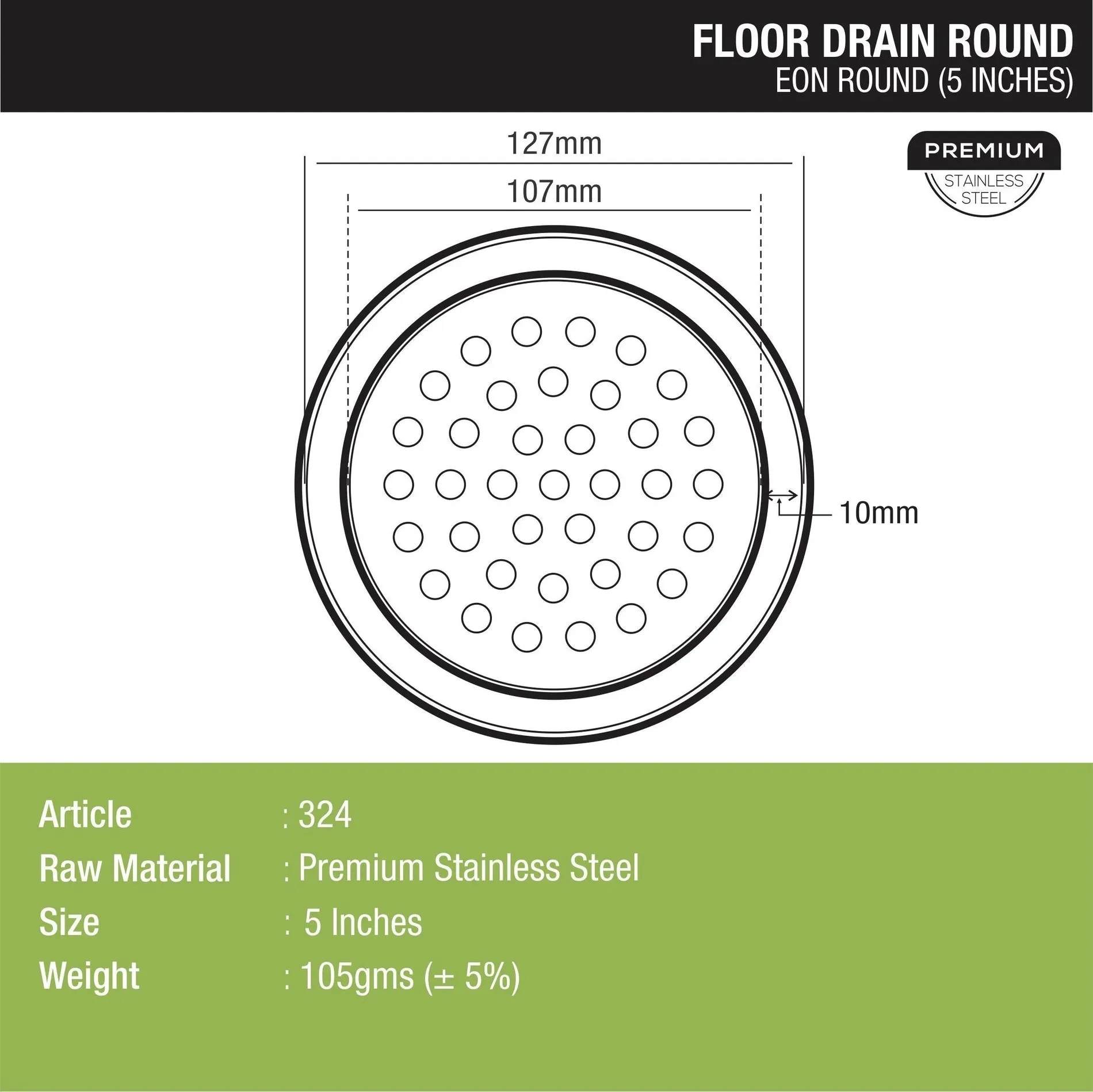 EON Round Floor Drain (5 Inches) 1