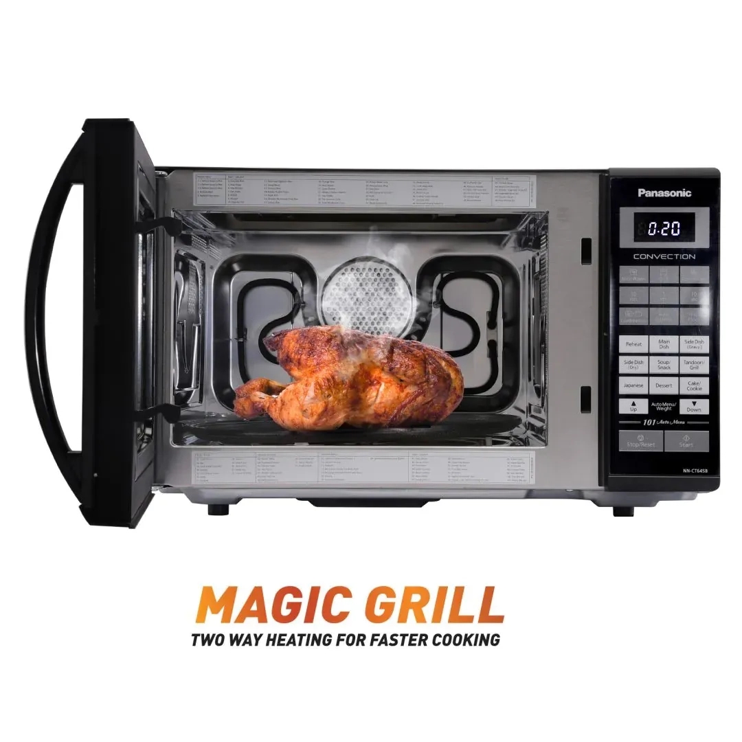 Panasonic 27L Convection Microwave Oven (NN-CT645BFDG, Black Mirror, 360 Heat Wrap, Magic Grill, 101 Auto Cook Menus) by Panasonic : Colours available: Black 6 5