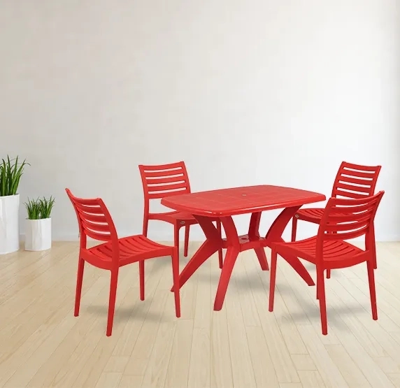 Supreme Melody with Omega Plastic Dining Table with Chair - Red by Supreme : Colours available: Red