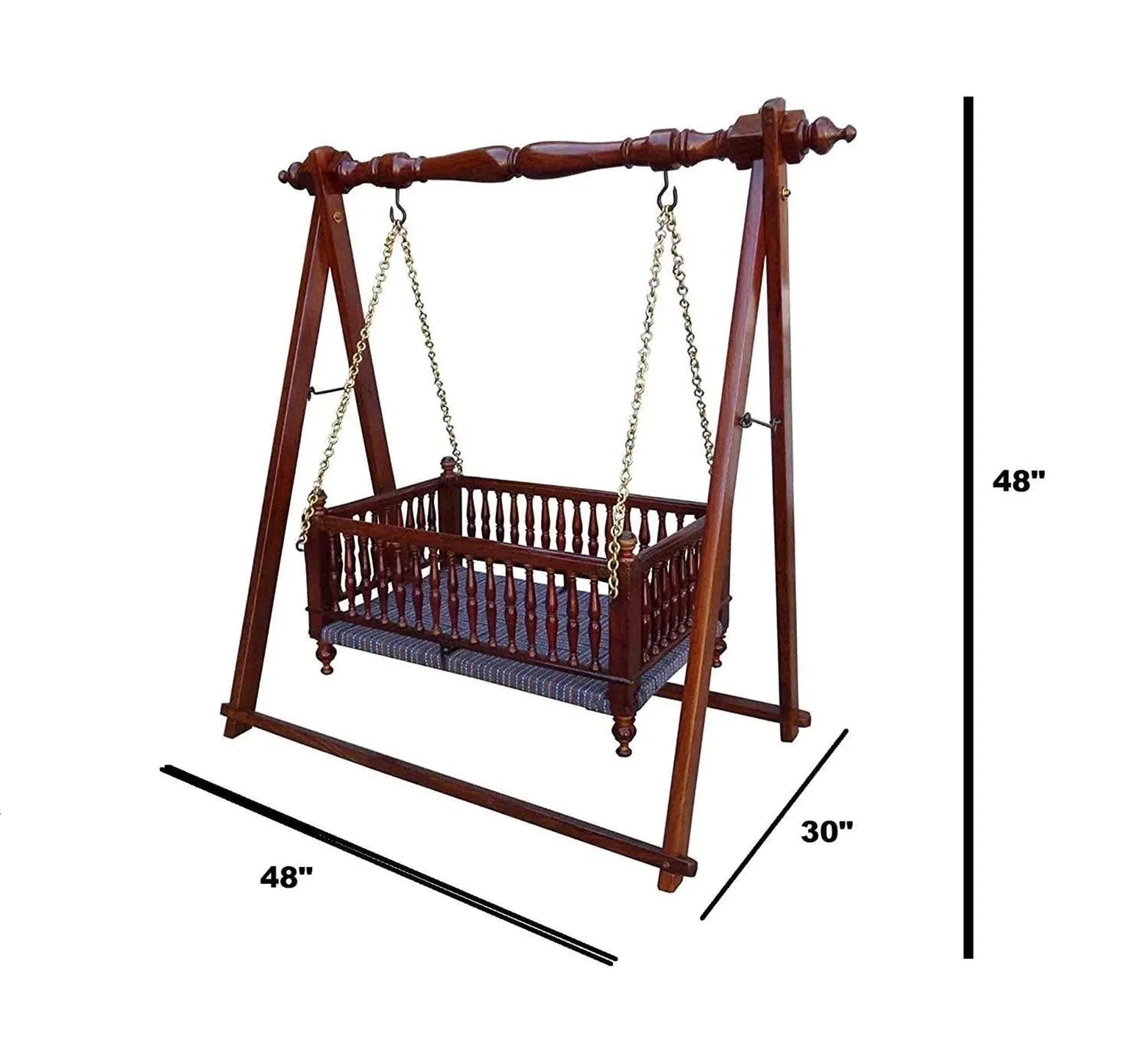 Wooden Twist Bazzy Handmade Teak Wood Baby Cradle Traditional Swing Cradle for Newborns Safe, Durable, Eco-friendly Baby Bed 3