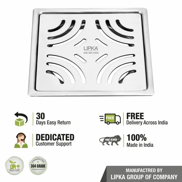 Lipka Purple Exclusive Square Flat Cut Floor Drain (5 x 5 Inches) 4