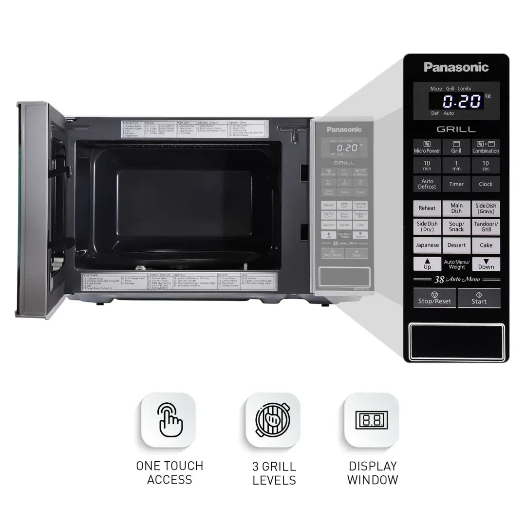 Panasonic 20L Grill Microwave Oven (NN-GT221WFDG, White, Power Grill, Auto Defrost, 38 Auto Cook Menus) by Panasonic : Colours available: Black, White 6 4