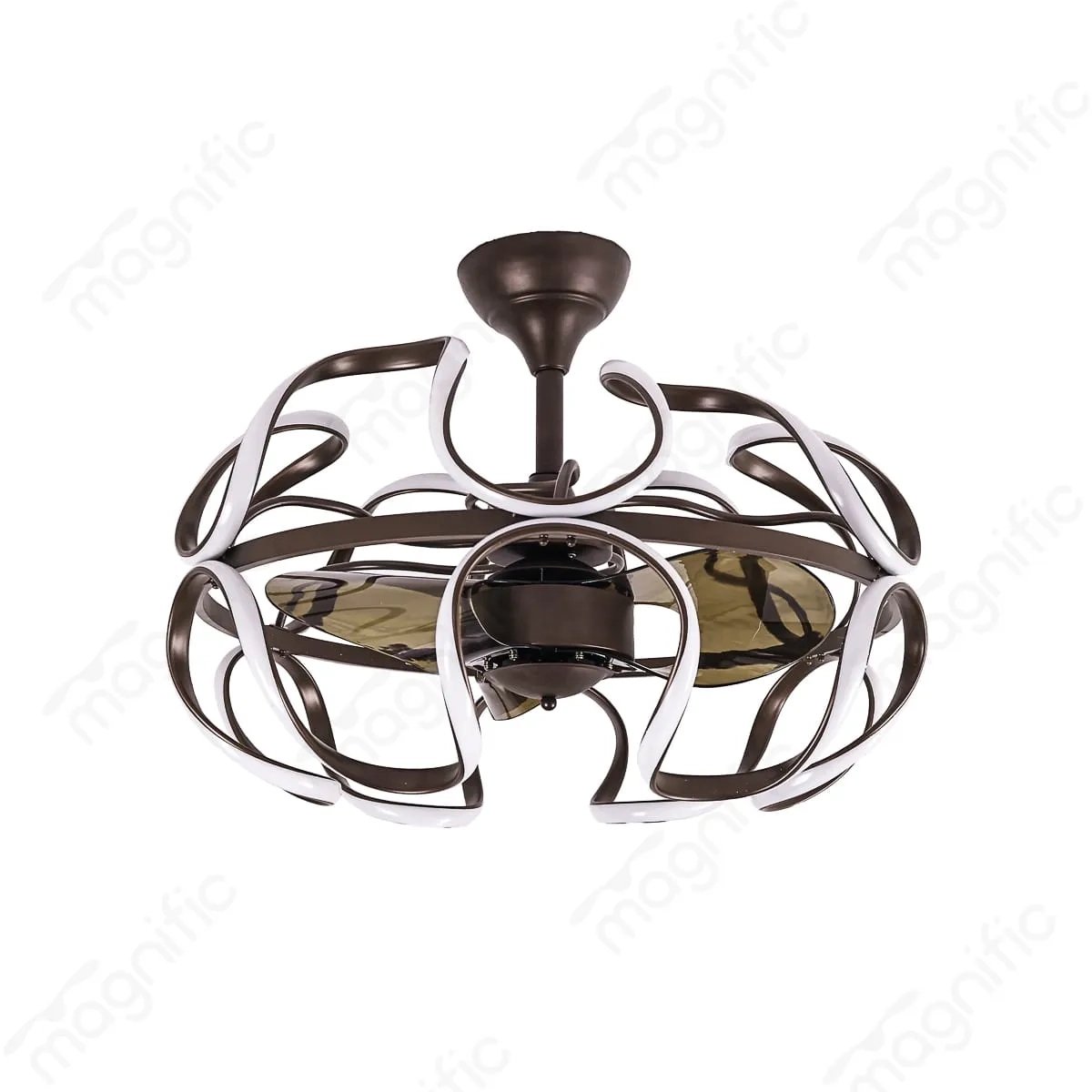 Magnific Flora – 22″ Designer Chandelier Fan with LED Light - Dark Brown by Magnific : Colours available: WoodyBrown 4 1