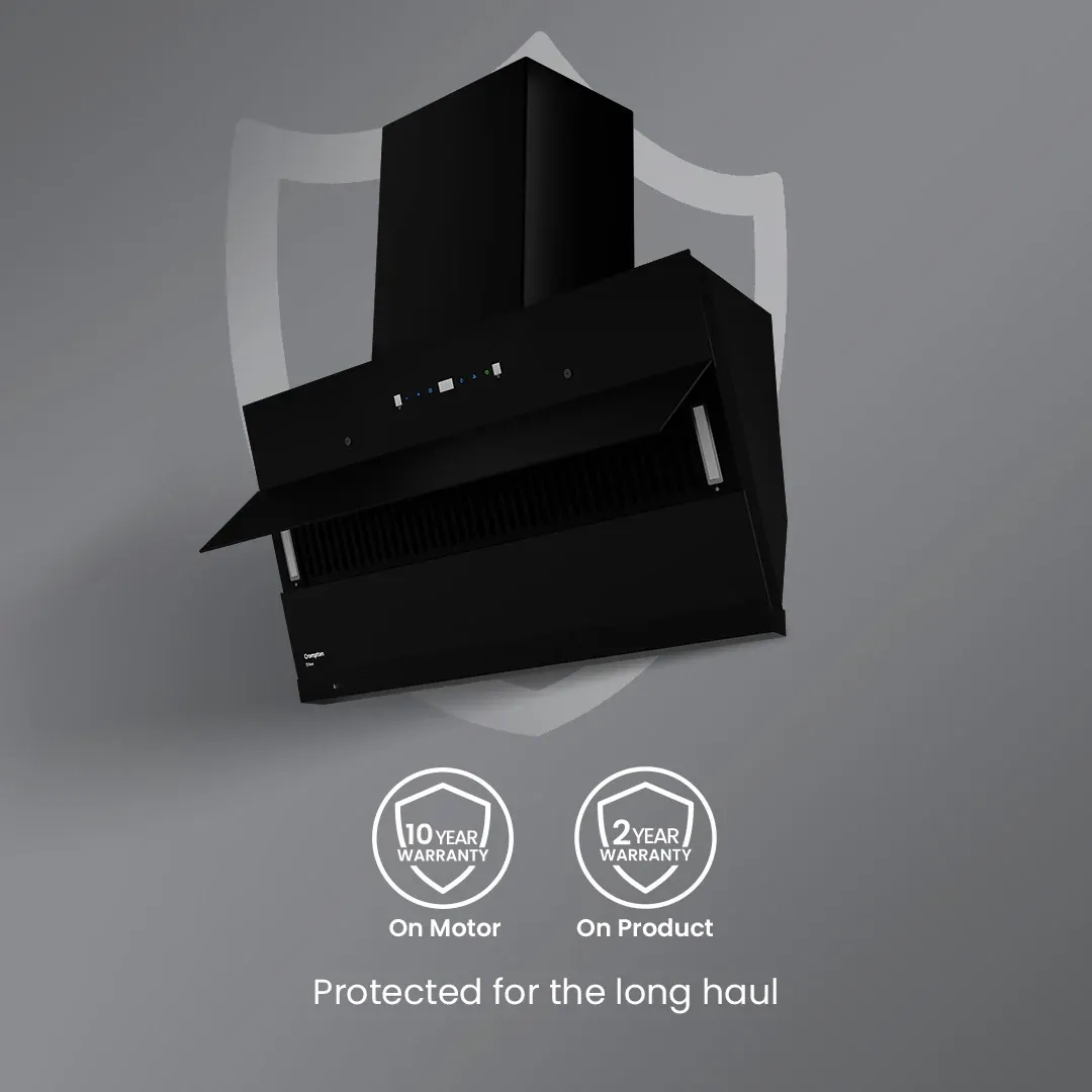 Crompton Eliteo Inclined Filterless Chimney 90cm by Crompton : Colours available: Black 13 5