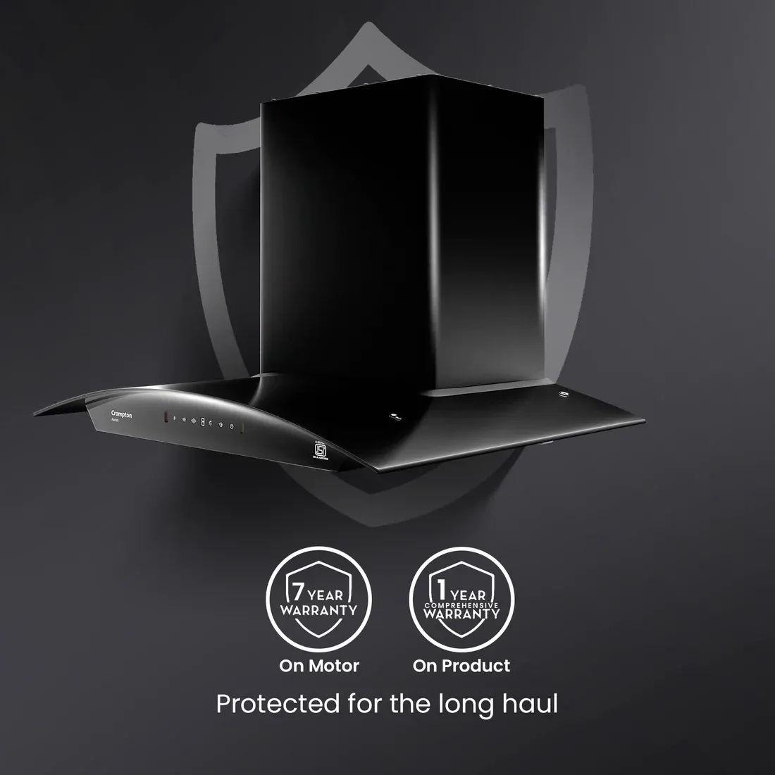 Crompton Aeries Curv Filterless Ind Chimney 60cm by Crompton : Colours available: Black 12 4