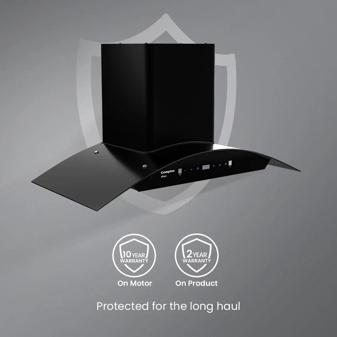 Crompton Eliteo Curv Filterless Chimney 90cm by Crompton : Colours available: Black 13 5