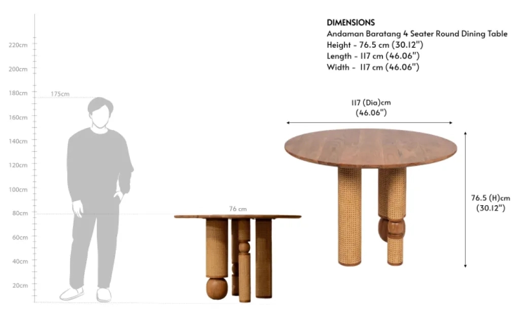 Orange Tree Andaman Baratang 4 Seater Round Dining Table 7