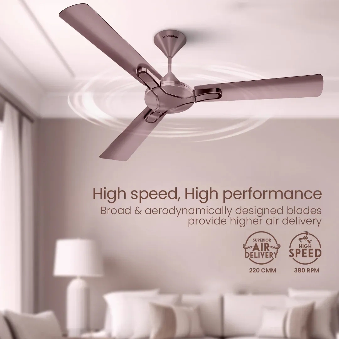 Crompton High Speed Gianna | Star Rated Ceiling Fan - Rose Ash by Crompton : Colours available: MistyRose 11 3