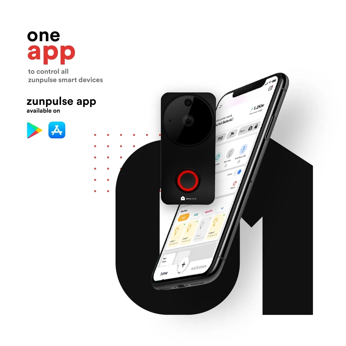 Zunpulse Smart Doorbell (Black) by Zunpulse : Colours available: Black 4 4