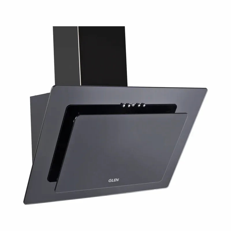 Glen Kitchen Chimney Vertical Glass Push Buttons Baffle Filters 60cm 1000 m3/h- Black (6079 PB)