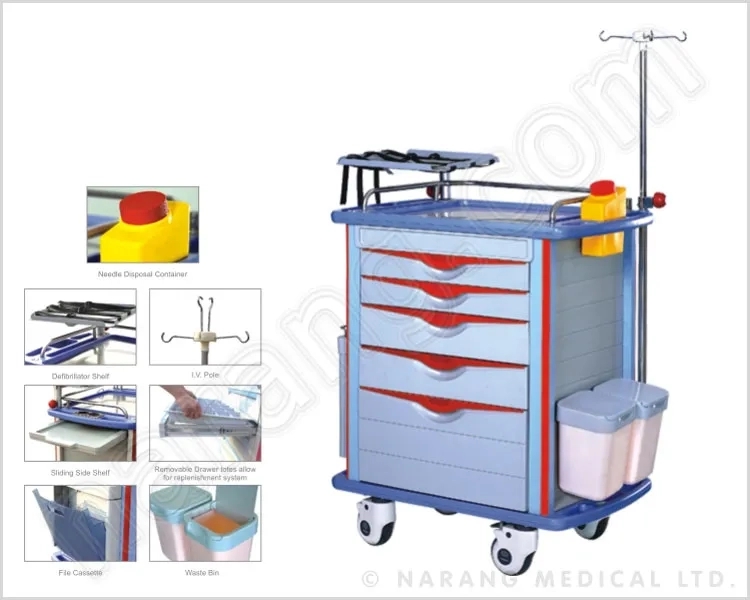 Narang Medical HF2204 : Emergency Trolley by Narang Medical Limited : Colours available: Multicolour