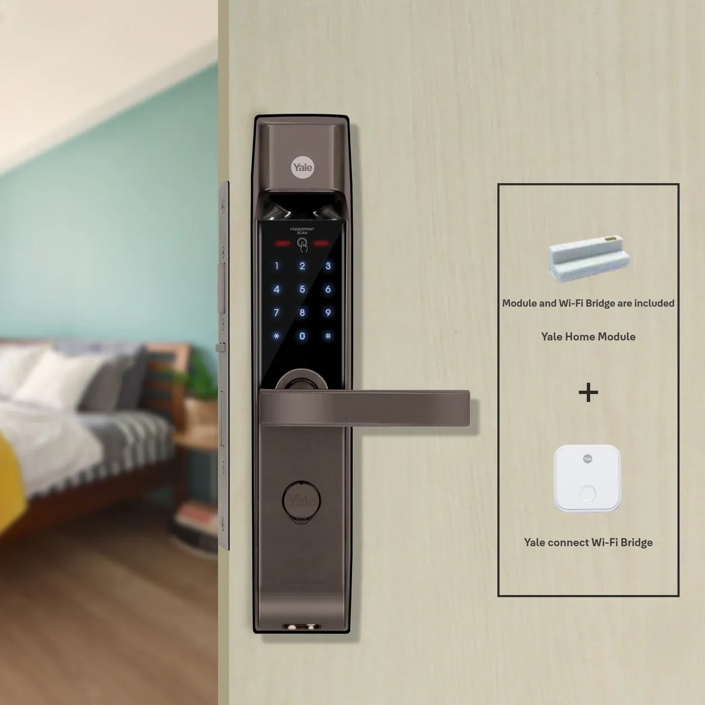 YDM 4115 -A Series Smart Lock with Fingerprint - Bluetooth Module and Wifi Connect Bridge by Yale : Colours available: Brown 4 2