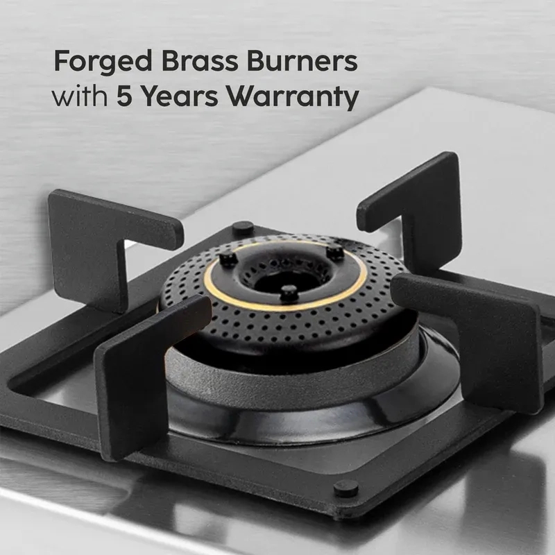 Glen 2 Burner Ultra Tuff Stainless Steel Gas Stove with Forged Brass Burner - Manual/Auto Ignition (CT1052UTSS) 2