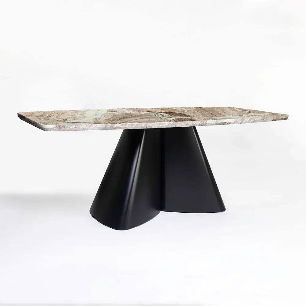 LivingShapes Chrome Marble 8 Seater Dining Table with Iron - Black / Toranto by Living Shapes : Colours available: Black, Brown 2 2